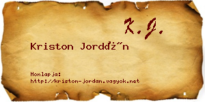Kriston Jordán névjegykártya